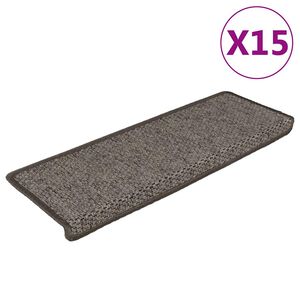 vidaXL Trapmatten zelfklevend 15st sisal-look 65x21x4cm grijs en beige