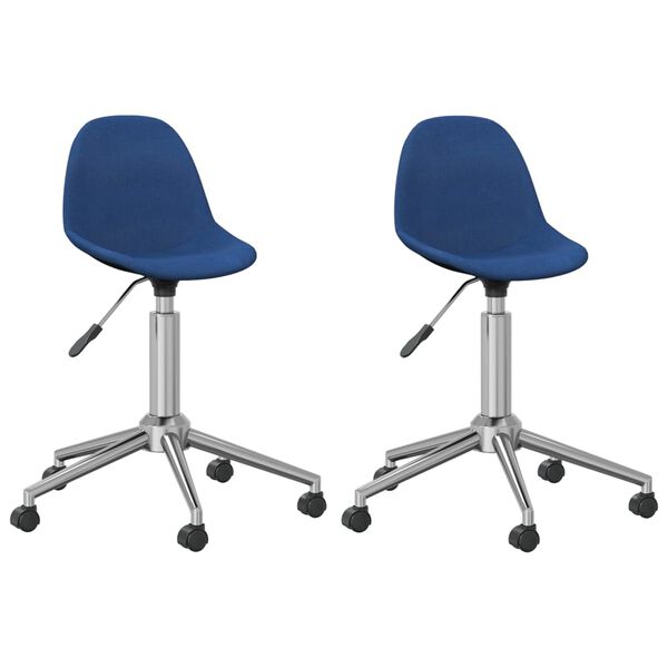 vidaXL Eetkamerstoelen 2 st draaibaar stof blauw