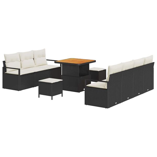 vidaXL Tuin Sofa Set met kussen met opslag 10 pcs Zwart en Cr&egrave;me