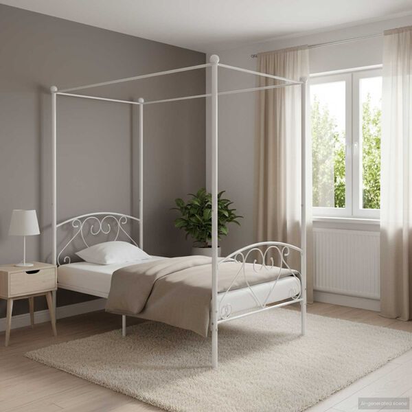 vidaXL Hemelbedframe metaal wit 120x200 cm