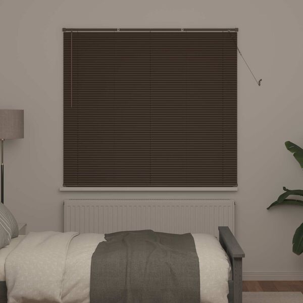 vidaXL Venetiaanse Blind Donkerbruin met Patroon 150 x 140 cm PVC
