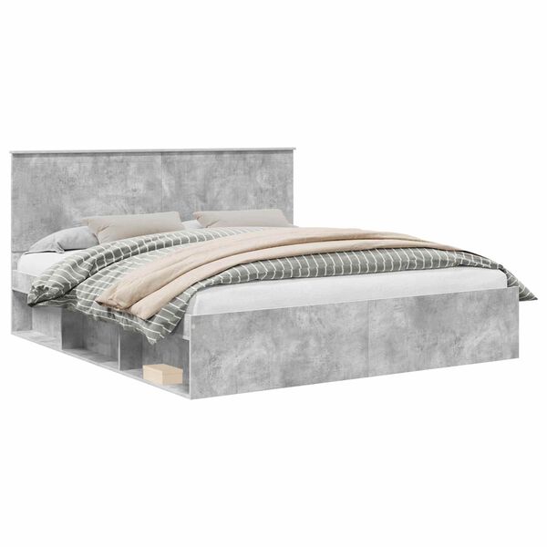 vidaXL Bedframe met hoofdeinde Beton 180 x 200 cm Massief grenenhout