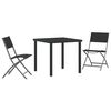 vidaXL Tuin eettafelset 3 pcs Zwart Gepoedercoat staal