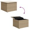 vidaXL Bankstel met kussen met opslag 6 pcs Beige en Wit poly rattan