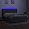 vidaXL Boxspring met matras en LED stof donkergrijs 160x200 cm