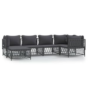 vidaXL 6-delige Loungeset met kussens staal antracietkleurig