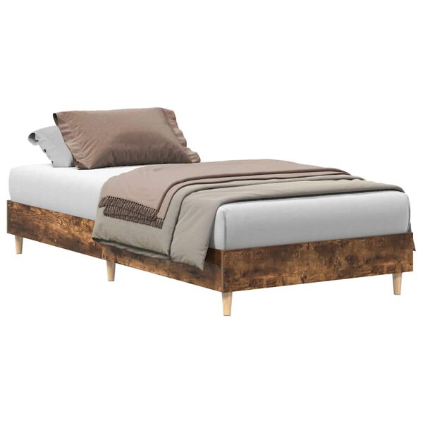 vidaXL Bedframe zonder matras 100x200 cm spaanplaat gerookt eiken