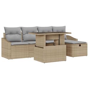 vidaXL Tuin Sofa Set met kussen met opslag 6 pcs poly rattan
