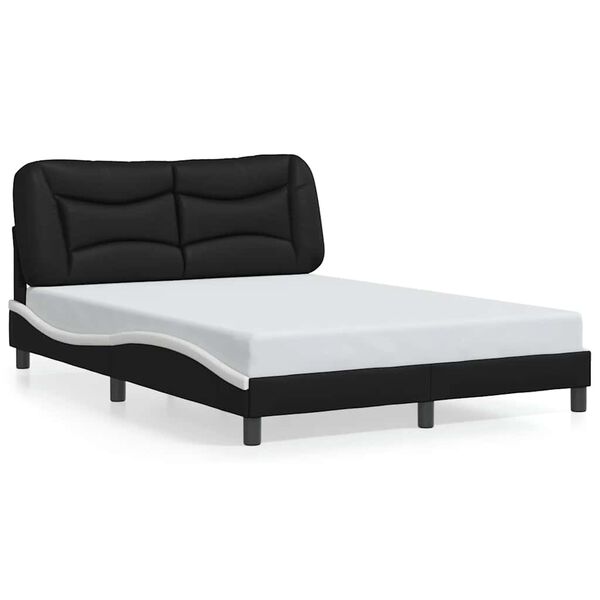 vidaXL Bedframe zonder matras "Hvar" kunstleer zwart en wit 140x190 cm