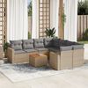 vidaXL 9-delige Loungeset met kussens poly rattan gemengd beige