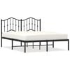 vidaXL Bedframe met hoofdbord metaal zwart 135x190 cm