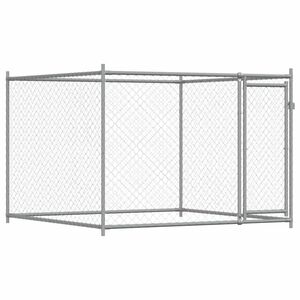 vidaXL Hondenhok met deur 2x2x1,5 m gegalvaniseerd staal grijs