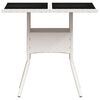 vidaXL Tuintafel met glazen blad 80x80x75 cm poly rattan wit