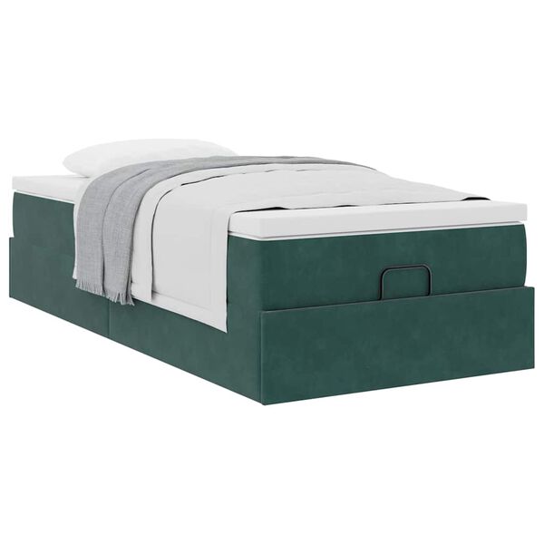 vidaXL Ottoman bed met matras 90x200cm fluweel donkergroen