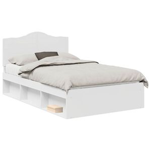 vidaXL Bedframe met hoofdeinde Wit 135 x 190 cm Massief grenenhout