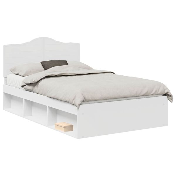 vidaXL Bedframe met hoofdeinde Wit 135 x 190 cm Massief grenenhout
