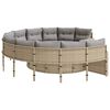 vidaXL Tuinbank met kussens rond poly rattan beige