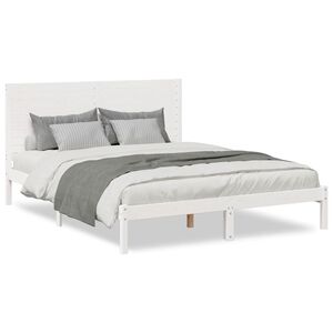 vidaXL Bedframe extra lang zonder matras massief hout wit 140x210 cm