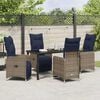 vidaXL Tafel en stoelen set met kussen 5 pcs Grijs PE Rattan
