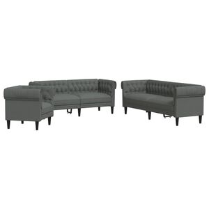 vidaXL 3-delige Loungeset stof donkergrijs