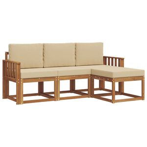 vidaXL Buiten bankenset met kussen 4 pcs Natuurlijk en Beige
