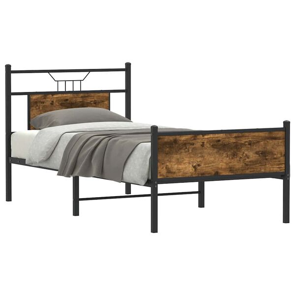 vidaXL Bedframe zonder matras hout gerookt eikenkleurig 75x190 cm