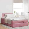 vidaXL Bed poef met matras en LED's 120x190 cm fluweel roze