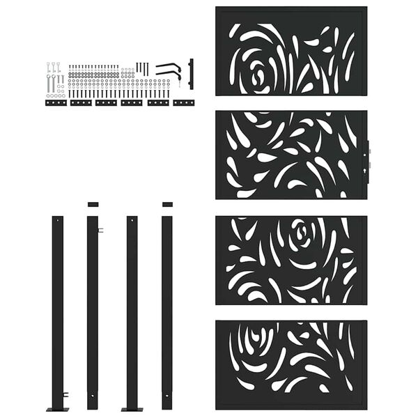 vidaXL Poort met vlamontwerp 100x200 cm staal zwart