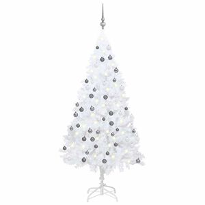 vidaXL Kunstkerstboom met verlichting en kerstballen 150 cm PVC wit