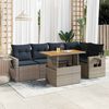 vidaXL 6-delige Loungeset met kussens poly rattan grijs