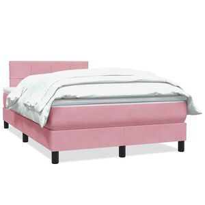 vidaXL Boxspring met matras fluweel roze 120x220 cm