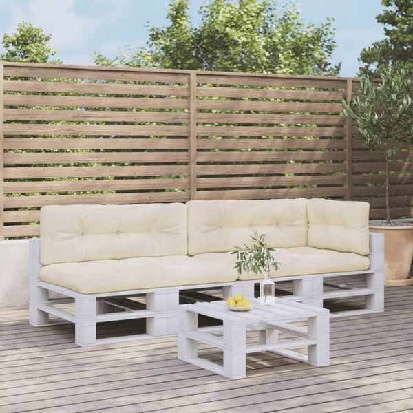 vidaXL Palletkussens 5 st stof cr&egrave;mekleurig