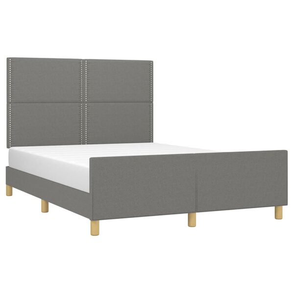 vidaXL Bedframe zonder matras stof donkergrijs 140x190 cm
