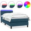 vidaXL Boxspring met matras en LED fluweel donkerblauw 100x210 cm