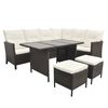 vidaXL 4-delige Loungeset met kussens poly rattan bruin