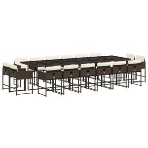 vidaXL 17-delige Tuinset met kussens poly rattan bruin