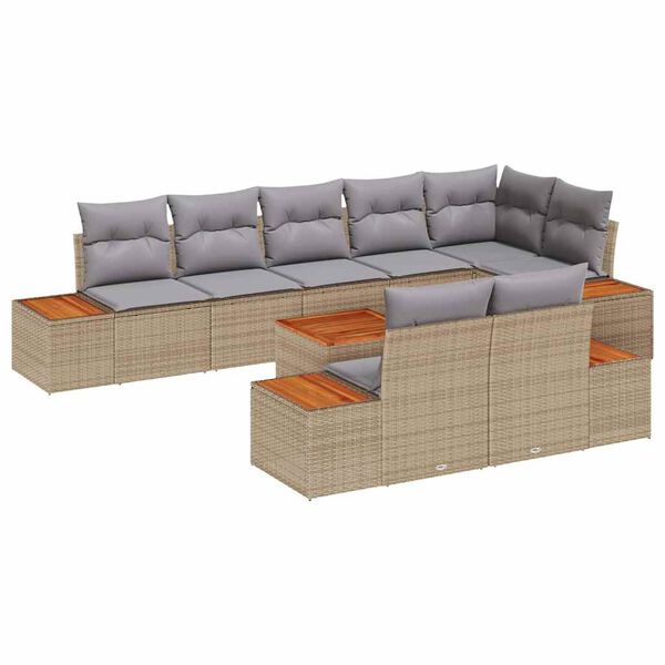 vidaXL Tuinbankenset met kussen 8 pcs Beige en Licht Grijs Polyrattan
