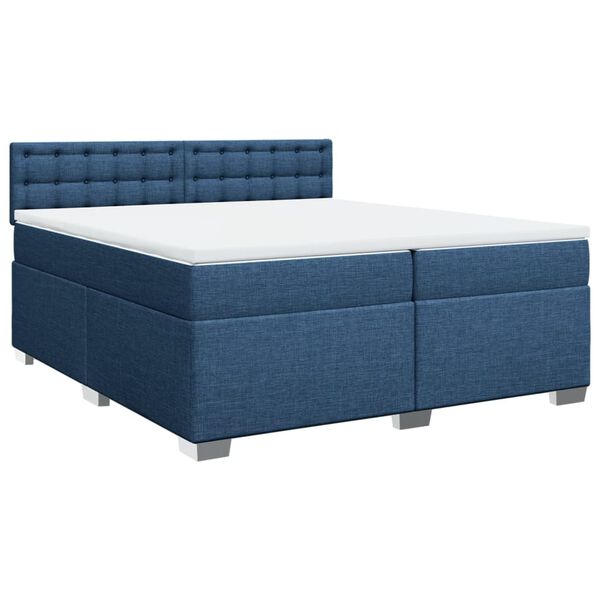 vidaXL Boxspring met matras stof blauw 200x200 cm