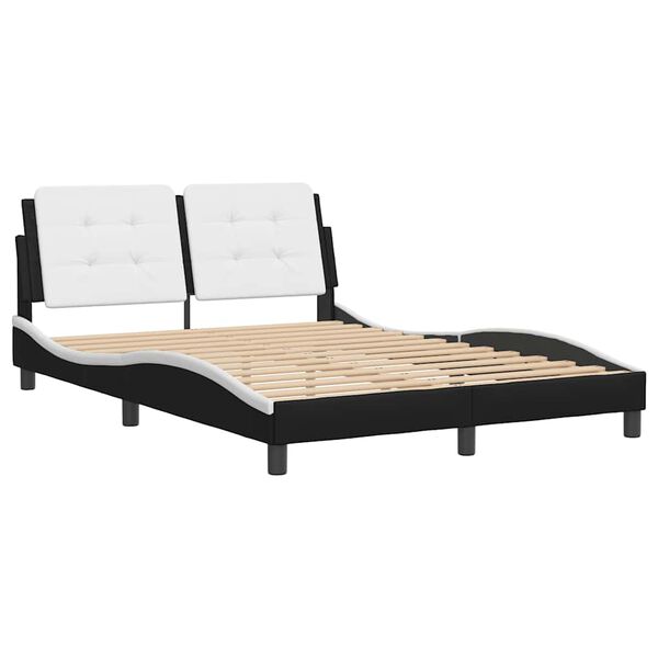 vidaXL Bedframe zonder matras "Zadar" kunstleer zwart en wit 140x190 cm