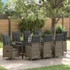 vidaXL Tuin Eetset met kussen 9 pcs Grijs Poly riet