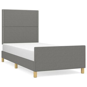 vidaXL Bedframe zonder matras 90x190 cm stof donkergrijs