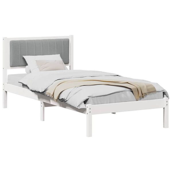 vidaXL Bedframe met Gevoerd Hoofdgedeelte Lichtgrijs 90 x 200 cm