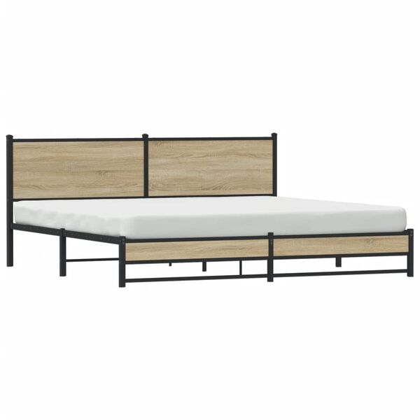 vidaXL Bedframe zonder matras metaal sonoma eikenkleurig 193x203 cm