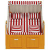 vidaXL Strandstoel met kussens poly rattan en hout rood en wit