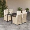 vidaXL 5-delige Tuinset met kussens poly rattan beige