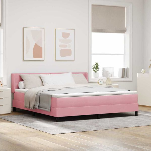 vidaXL Boxspringbed met matras Roze 200 x 180 cm Fluweel