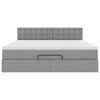 vidaXL Ottoman bed met matras en LED's 160x200 cm stof lichtgrijs