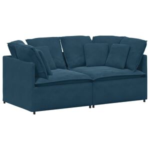 vidaXL Modulaire bank met kussens fluweel blauw