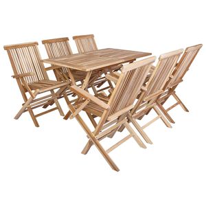 vidaXL Tuinmeubelset 7 st Naturel Massief Teakhout