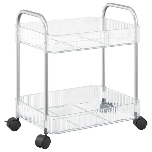 vidaXL Opbergtrolley 2-laags 37x28x43,5 cm acryl transparant